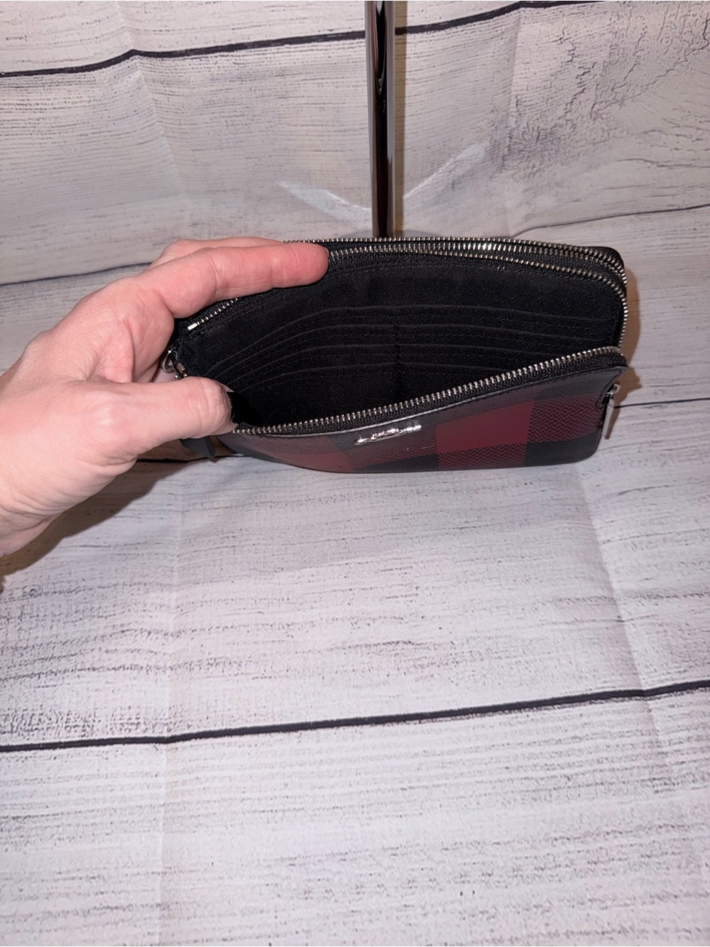 Coach Women’s Red and Black Check Zip Pouch - Picture 3 of 3